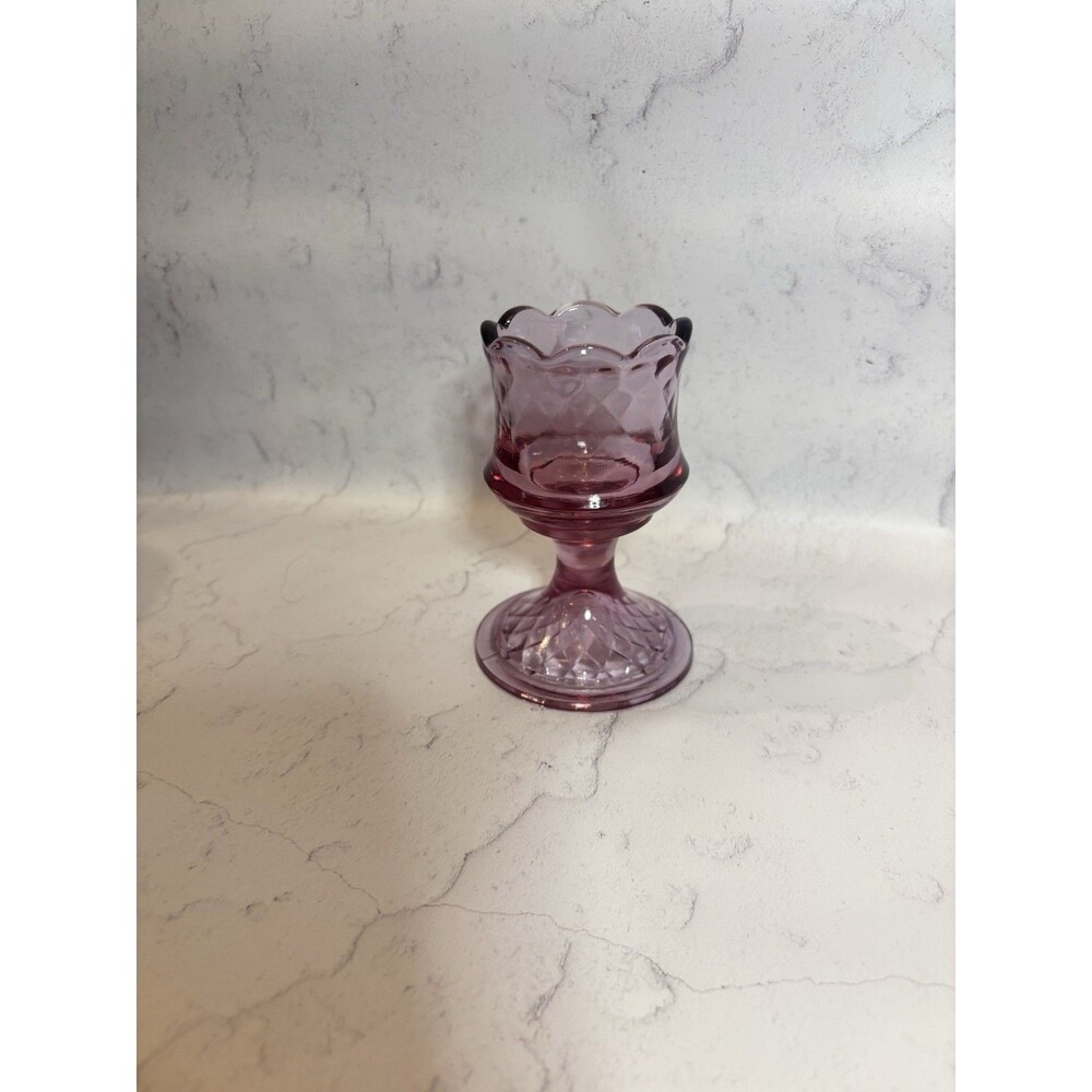 Vintage Fenton Diamond Optic Pedestal Rose Votive Candle Holder